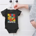 thumbnail image 5 of Popeye the Sailor Man Spinach Squares Romper Boys or Girls Infant Baby Brisco Brands NB, 5 of 6