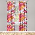 thumbnail image 3 of Ambesonne Floral Curtains, Leafy Flowers Print Spring, Pair of 28"x84", Hot Pink Vermilion, 3 of 5