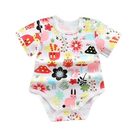 

DUAONETS Baby Cartoon Print Clothes Short-sleeved Summer Romper Jumpsuit For