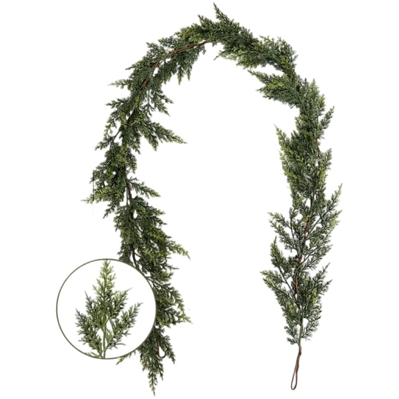 Artificial Cedar Garland Realistic Faux Pine Needle Garland for Indoor Outdoor Holiday Party Wedding Mantel Table Decor 6ft Long
