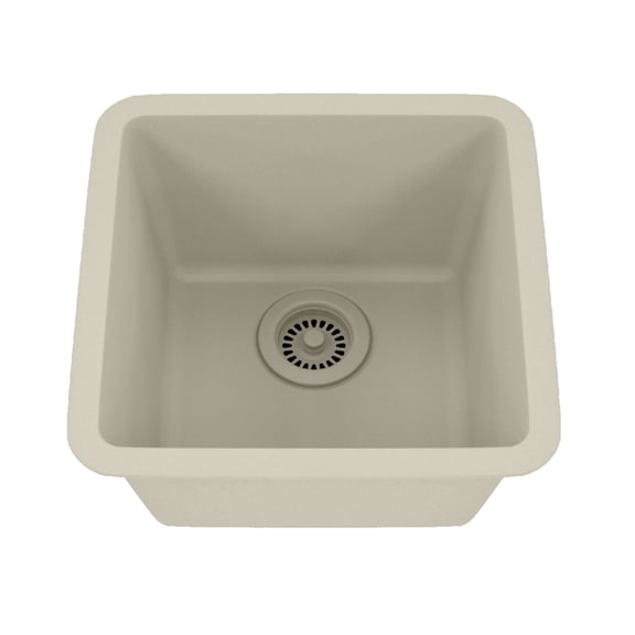 15" x 15" Quartz Kitchen Sink, Single Bowl Sink, Drop-in Sink, Undermount Sink, Granite Kitchen Sink, Galaxy Beige Kitchen Sink, Lexicon Platinum LP-1515