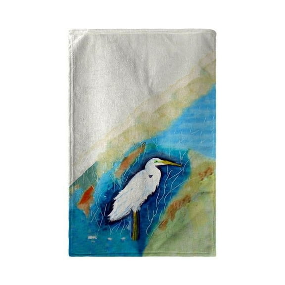 Betsy Drake BT399 30 x 50 in. Great Egret Right Beach Towel