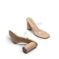 thumbnail image 4 of BURUDANI Women's Square Open Toe Block Heels Two Strap Slip On High Heeled Slides Sandals, 4 of 5