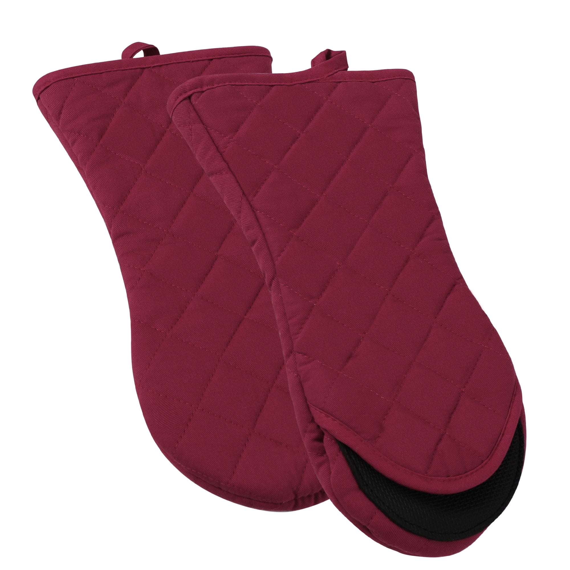 Uxcell Canvas Oven Mitts Heat Resistant Kitchen Cooking Baking Gloves 1 Pair Red