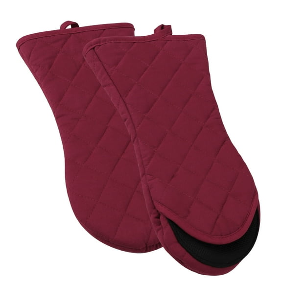 Unique Bargains Non-Slip Oven Mitts Heat Resistant Gloves Potholder for Hot Cookware Red