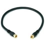 Monoprice 1.5ft RG6 (18AWG) 75Ohm, Quad Shield, CL2 Coaxial Cable with F Type Connector - Black