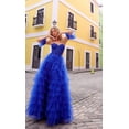 thumbnail image 2 of Women's Nox Anabel T1338 Romantic Strapless Ruffle Prom 2026 Dress With Puff Sleeves Royal Blue Size 0, 2 of 5