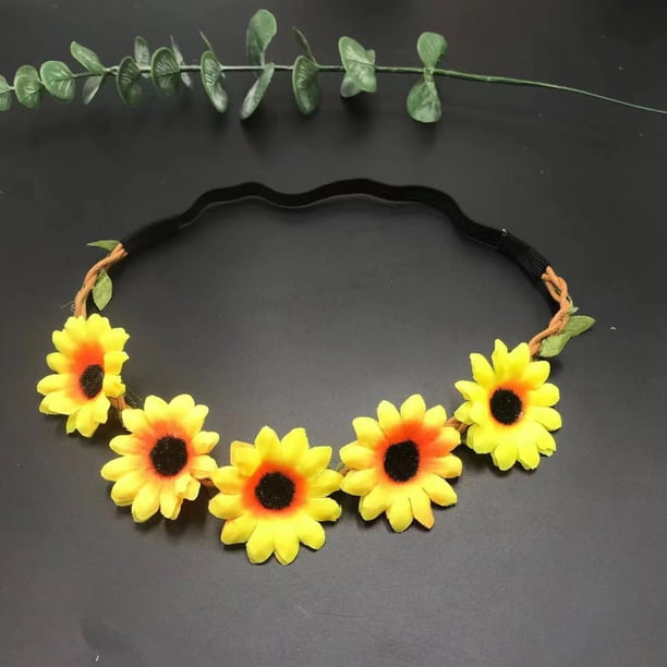 Guirnalda de girasol de imitación de margarita, tocado de fiesta, guirnalda de vacaciones bohemia, girasol