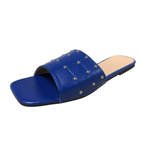 

Spring And Summer Large Size Women Slippers Casual Flat Light Comfortable Beach Shoes Pu slipper for Women Blue