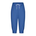 thumbnail image 4 of Timegard Womens Pants Capris Ruched Elastic Waist Comfy Casual Loose Workout Crop Trousers with Pockets, 4 of 6