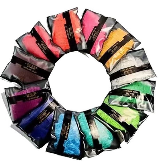 African Net Sponge, Authentic, With Knots, Exfoliating Bath Wash Cloth, Black Owned, Long Sponge, Body Exfoliator, Shower Accessories, Back Foot Scalp Scrub Dead Skin Remover(A, Black)