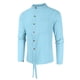 thumbnail image 3 of Camisas Negras Para Hombre Camisa de manga larga de color con botón de cuello para hombre Camisas de hombre de ajuste regular sólido (Light blue, XL), 3 of 3