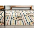 thumbnail image 6 of Well Woven Gigi Rainbow Modern Kids Shag Striped Ivory Thick 5'3" x 7'3" Area Rug, 6 of 7