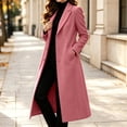 thumbnail image 4 of LEKWK Long Winter Coats for Women Button Down Notched Lapel Overcoat formal Dressy Business Casual Trench Jacket Warm Outwear Pink XL, 4 of 9