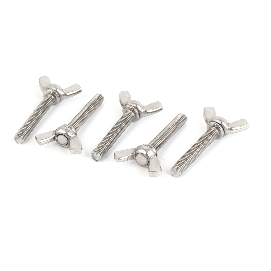 Uxcell M6 1mm Pitch 304 Stainless Steel Butterfly Wing Nut Screw (5