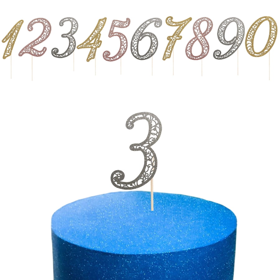 Numbers Cake Topper Glitter Options Available