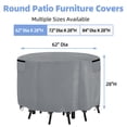 thumbnail image 6 of Zenicham Round Patio Furniture Covers,210T Gray Checkered Polyester Waterproof Patio Furniture Covers, Tear-Resistant Round Patio Table and Chairs Cover, Outdoor Furniture Cover 84" DIa X 28"H, 6 of 7
