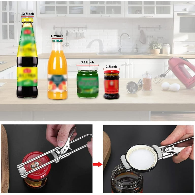 Master Opener Adjustable Jar & Bottle Opener for Weak Hands,  Multifunctional Stainless Steel Can Opener Jar Tight Lid Gripper with 1  Bottle Opener