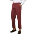 thumbnail image 5 of INSPIRE CHIC Men's Casual Solid Color Flat Front Cropped Ankle-Length Dress Pants Burgundy 28, 5 of 6