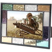 Glass Picture Frame 4x6 Tabletop Easel Back Photo Frame Colorful Autumn Fall Home Decor Purple Blue Clear Amber Green J Devlin Pic 386-46HV