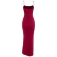 thumbnail image 3 of ZAFUL for Women Prom Dress or Cocktail Dress Evening Part Dress Spaghetti Strap Thigh Split Slinky Bodycon Maxi Dress Red L, 3 of 5