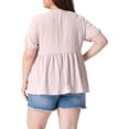 thumbnail image 3 of Agnes Orinda Women's Plus Size Babydoll Tops Texture Crew Neck Short Sleeve Flowy Summer Casual Blouse 3X Light Pink, 3 of 6