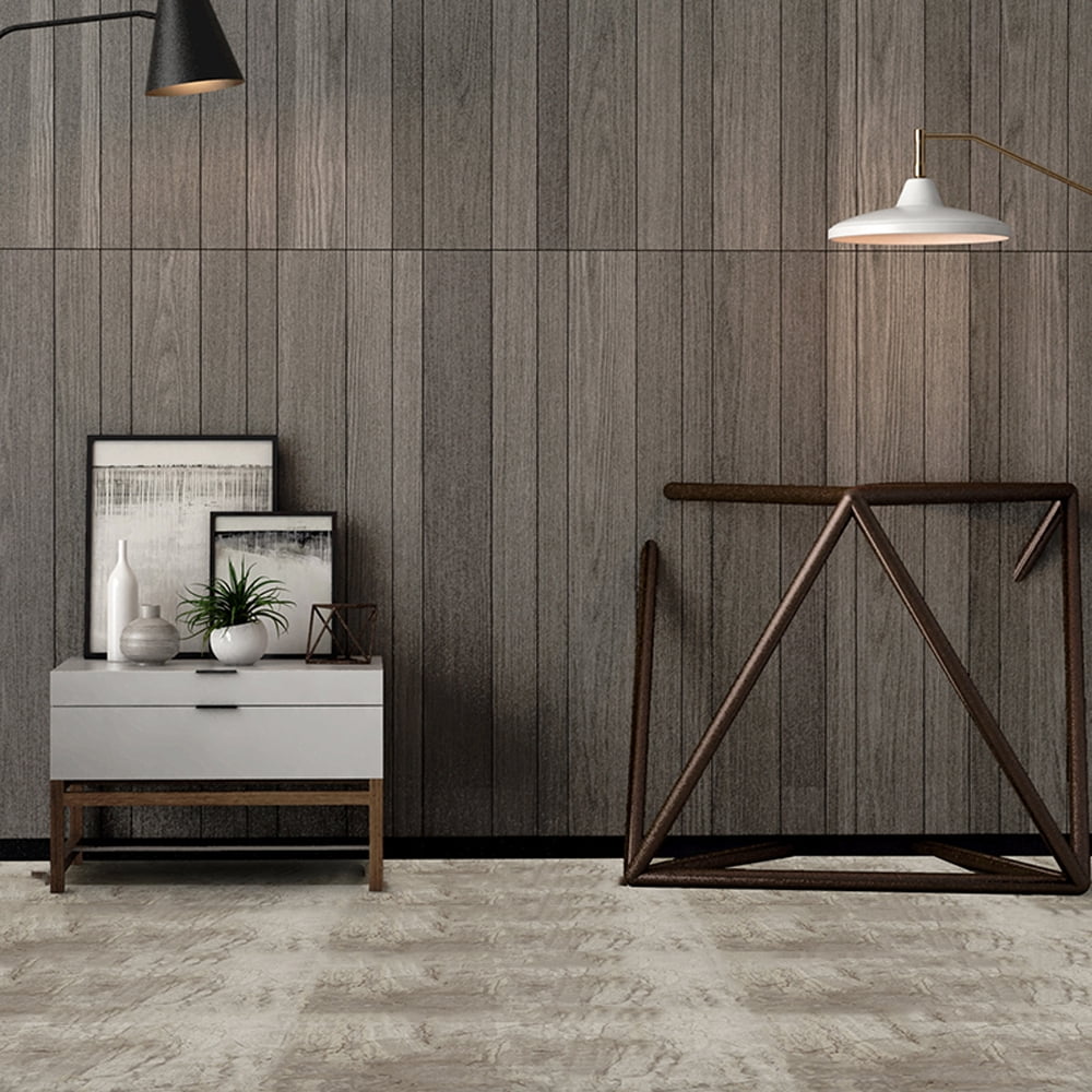 Peel and Stick Vinyl Flooring, Taupe Faux Marble Patina Vinyl Floor Tiles, 12" x 24" each, 10-pack/20 sq.ft.