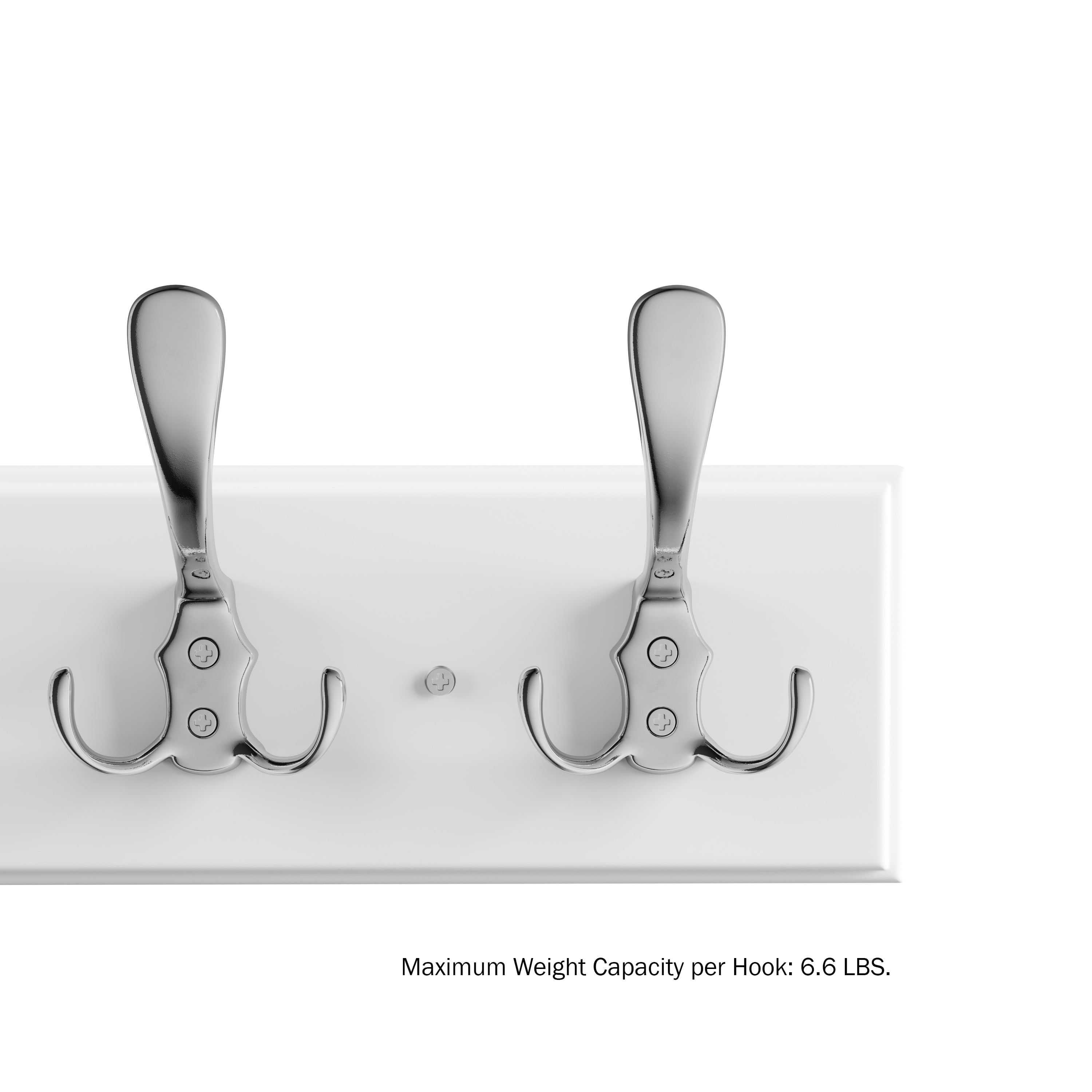 Wall Hook Rail-Mounted Hanging Rack With 6 Hooks-Entryway, Hallway, Or Bedroom-Storage Organization For Coats, Towels, Bags By Lavish Home (White)