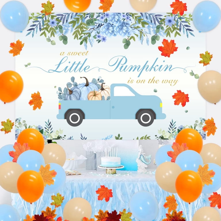 MEHOFOND Little Pumpkin Baby Shower Backdrop - 'A Sweet Little Pumpkin Is On The Way' Banner 72x44 Inch
