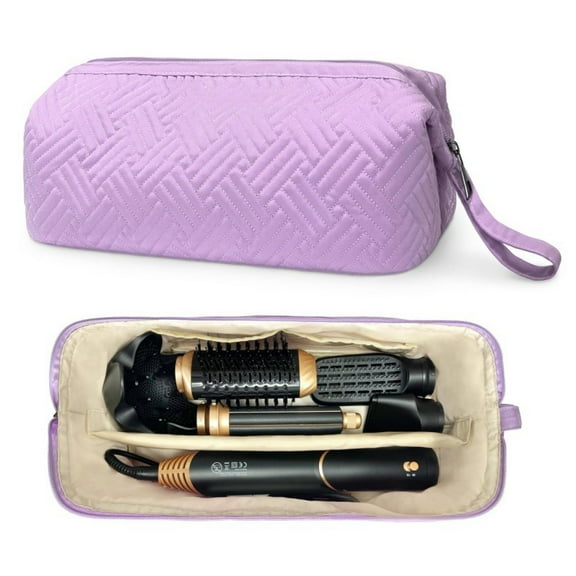 Waterproof Hair Tool Organizer, Portable Storage Bag for Hair Dryer, Large Capacity Hair Tool Carrying Case, Purple