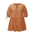 thumbnail image 6 of Womens Summer Dresses Casual V-Neck Solid Color Drawstring Mini Dress Ladies Short Sleeve Beach Dresses, 6 of 8