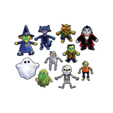 10 Piece Halloween Character Spooky Haunted Cutouts Party Decorations