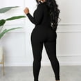 thumbnail image 3 of Leesechin Womens Jumpsuits Ribbed Bodysuit Ribbed Workout Rompers Long Sleeve Exercise Zipper Bodysuit, 3 of 8