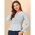 thumbnail image 2 of Blusa de gasa con cuello de peplum y cuello de peplum floral Ditsy para mujer Lavanda S, 2 of 6