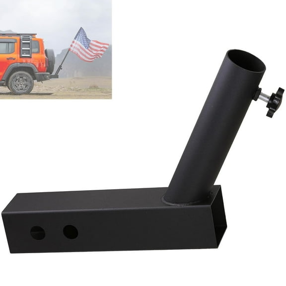 VANROUG Universal Trailer Hitch Flag Pole Holder - Angled Flagpole Mount, Compatible for All 2" Hitch Receiver, Black