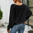 thumbnail image 4 of Women's 2023 Fall Off Shoulder Sweaters Loose Long Batwings Sleeve Pullover Knit Jumper Casual Solid Sweater Tops, 4 of 4