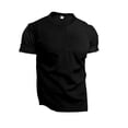 thumbnail image 4 of Domuza Men's Shirt Casual Short Sleeve Classic Knit Textured T-Shirt Summer Round Neck Solid Color Top Black L, 4 of 5