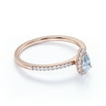 thumbnail image 3 of JeenMata 1 Carat Teardrop Created Aquamarine Halo Dainty Ring in 18k Rose Gold over Silver, 3 of 6
