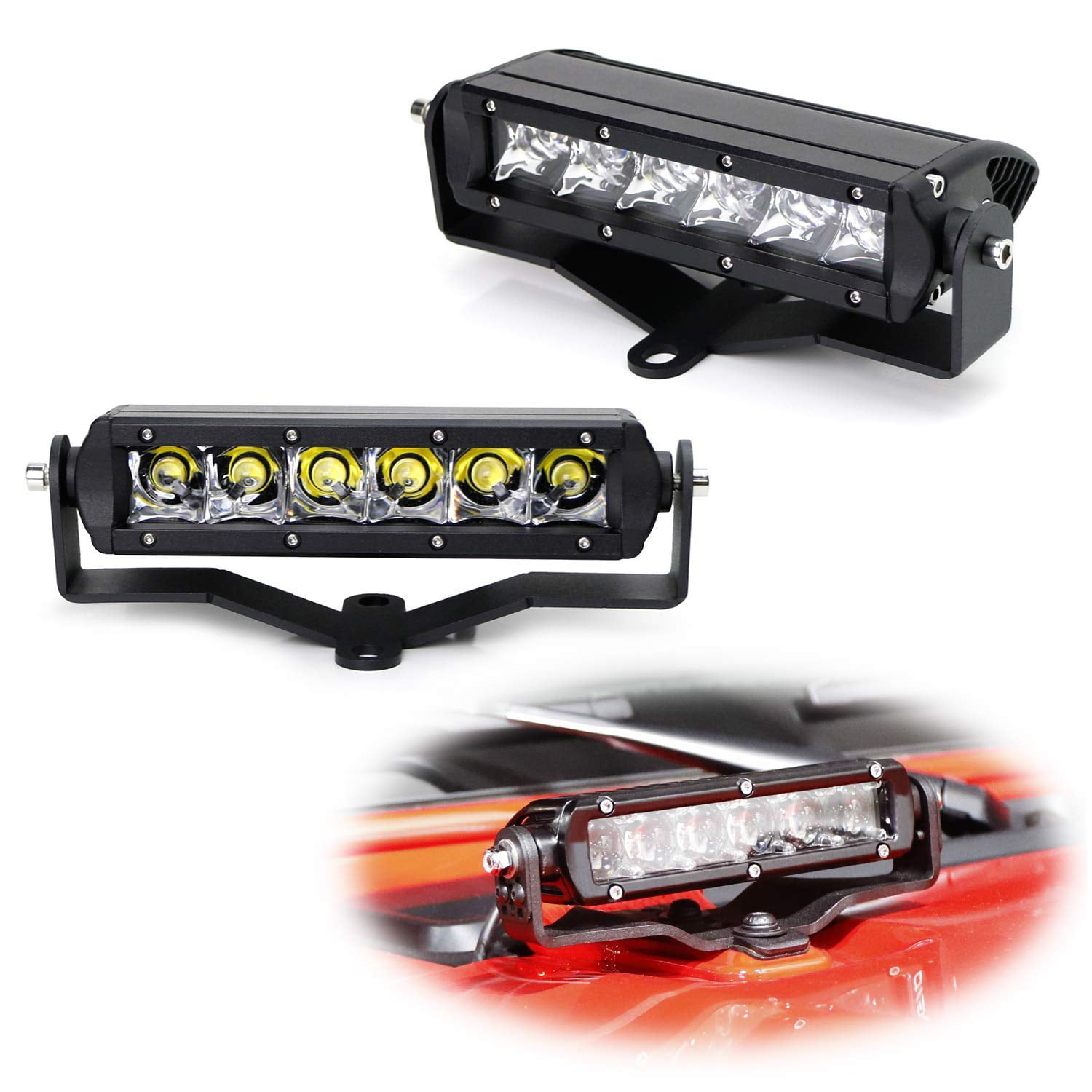HEQIANG Hood Mount 30 Cree 150W LED Light Bar Combo Beam Kit for 2018-up Jeep Wrangler JL with Hood Mounting Brackets On Engine Top & On/Off Switch Wiring Kit 