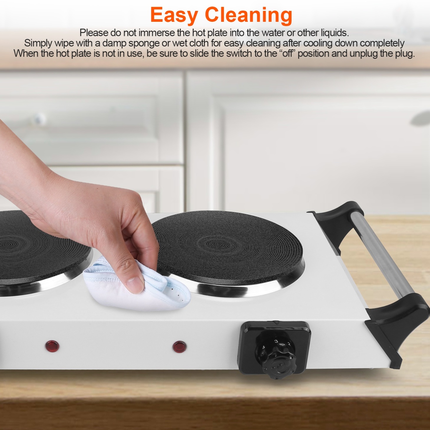 2000W Dual Burner Electric Hot Plate with 5 Temperature Settings, Portable Countertop Stove for All Flat Cookware, Portable Electric Stove for Dorms, RVs, Apartments