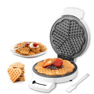 Mini Heart Shaped Waffle Maker, Thin Waffle Maker Iron with Shade Control, Make 7'' Large Waffle or 5 Mini Heart Waffles, Non Stick Cooking Plates with Fast & Even Heating