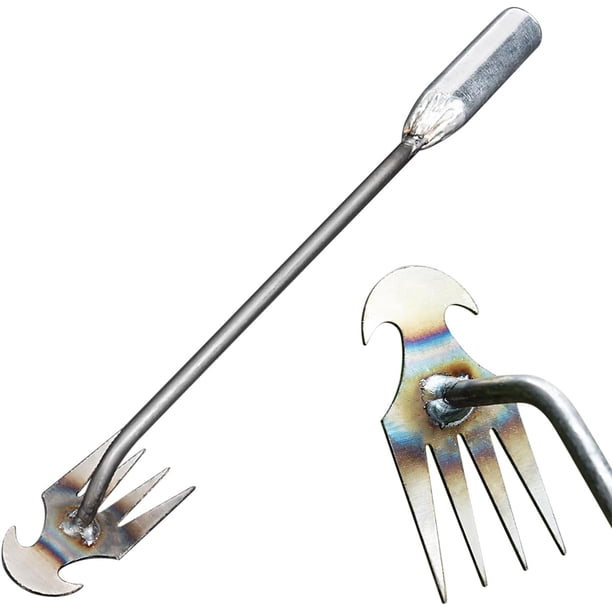 Herramienta de extracción de malezas con asa, herramienta manual de deshierbe para jardín, extractor de deshierbe portátil, deshierbe de jardinería, tirón de deshierbe para patio (cabeza de 4 dientes