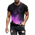 thumbnail image 2 of Lilgiuy Mens T Shirt Summer Plus Size Casual Fashion Color 3D Digital Print Tops Crew Neck Short Sleeve Sports Shirt for Work Office Business(Purple,XL), 2 of 5