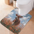 thumbnail image 3 of U-Shaped Toilet Mat Plush Bathroom Rug Mat Non Slip Bathroom Mats Brown Cow, 3 of 5