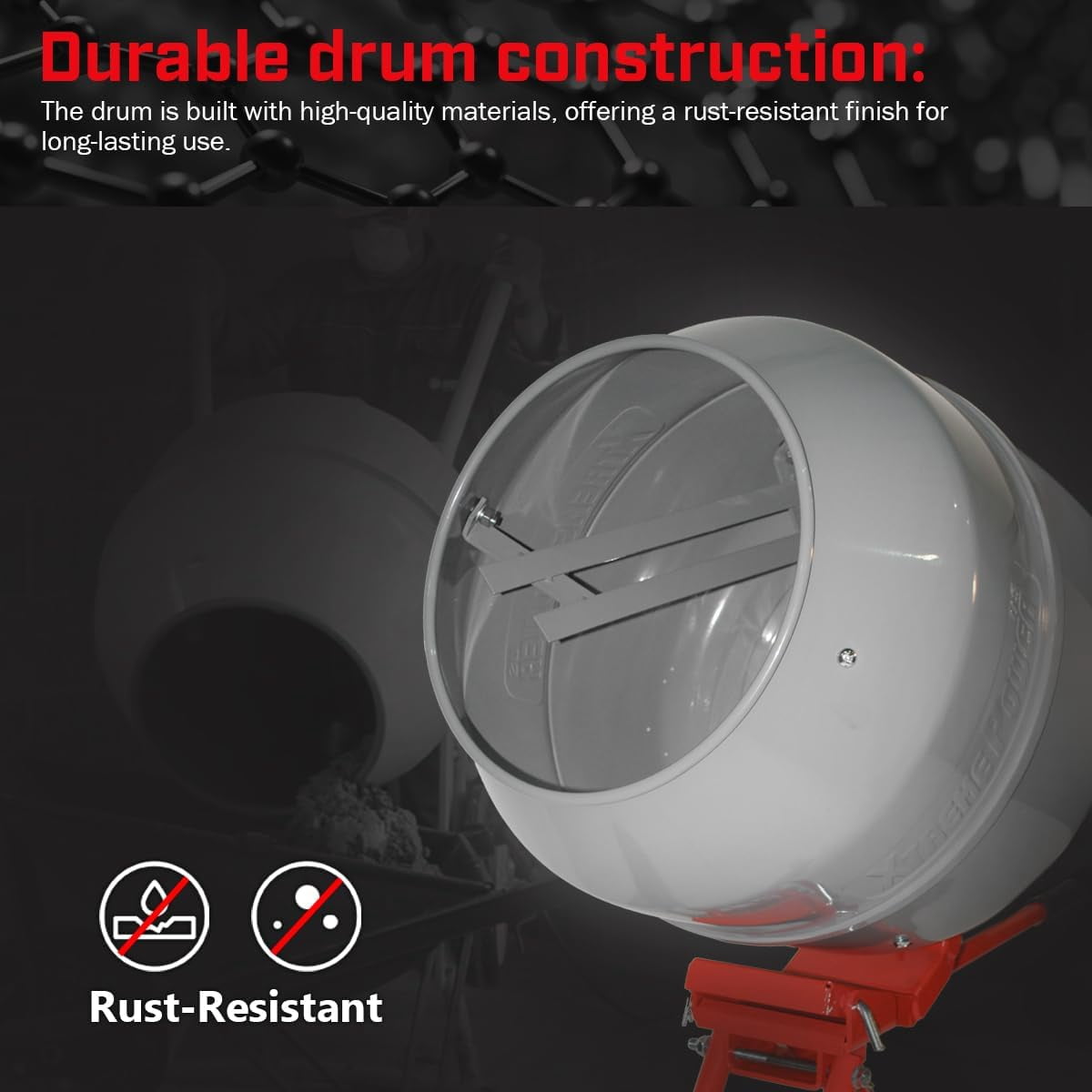 XtremepowerUS 4.6 Cubic Ft. Concrete Mixer, 1/2HP 560W Electric Cement Mixer Machine For Stucco With Wheel & Stand,Cement Mixing Tools For Mortar, Stucco & Fodder