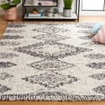 thumbnail image 2 of SAFAVIEH Jericho Johna Aztec Polyester Shag Area Rug, Ivory/Black, 4' x 6', 2 of 8