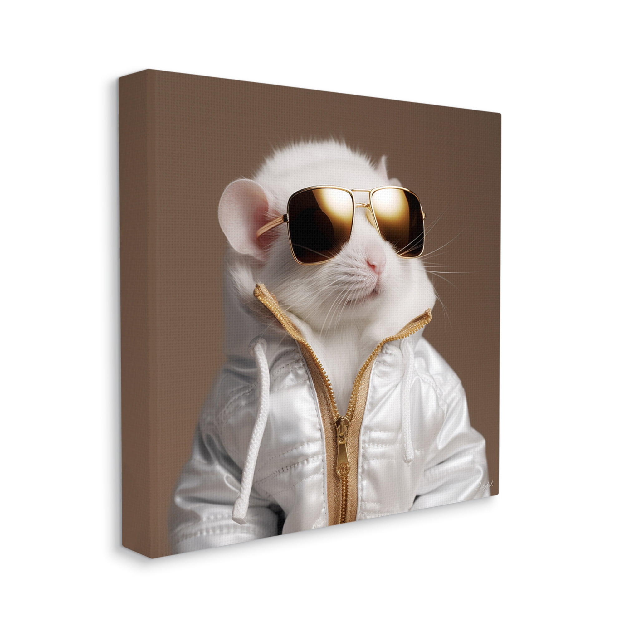 Stupell Industries Fashionable White Mouse Animals & Insects Painting Gallery Wrapped Canvas Art Print Wall Art, 30 x 30