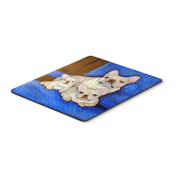 "Caroline's Treasures Mouse / Hot Pad / Trivet, Frenchies blancos en la silla de mamá Bulldog francés (7055MP)" Caroline's Treasures 7055MP