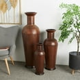 thumbnail image 3 of DecMode 50", 35", 26"H Indoor Outdoor Tall Floor Bottleneck Dark Brown Metal Vase with Bubble Texture and Studs, Set of 3, 3 of 14
