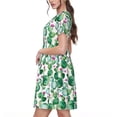 thumbnail image 2 of Rateoe Cactus Plants Pattern Women’s Short Sleeve Dress – Casual Elegant Summer A-Line Dress for Everyday Wear, 2 of 6